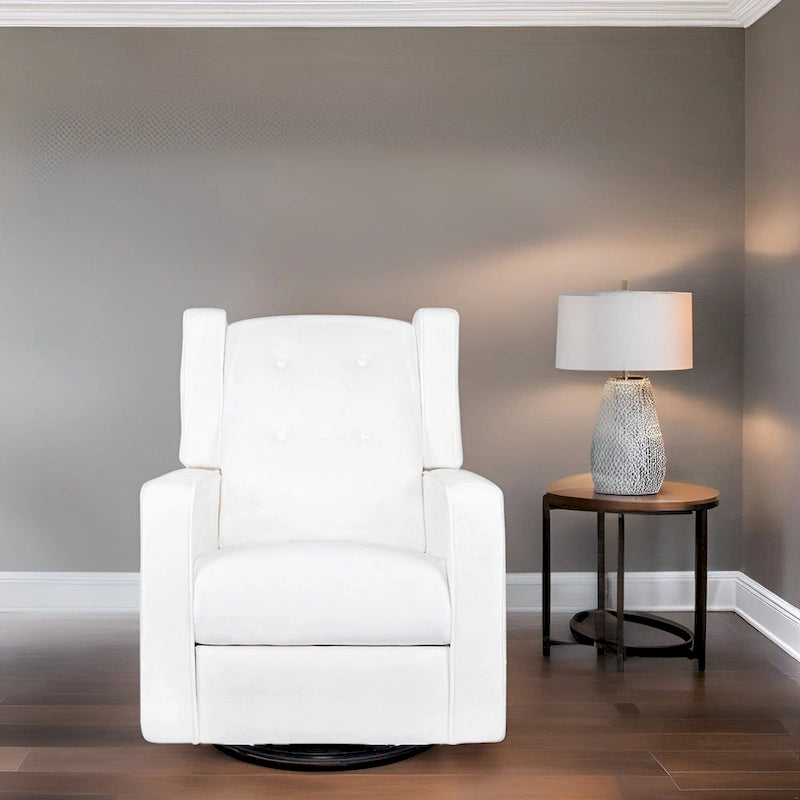 Fauteuil inclinable, pivotant et à bascule en microfibre et bois massif Octavia, pour salon et chambre