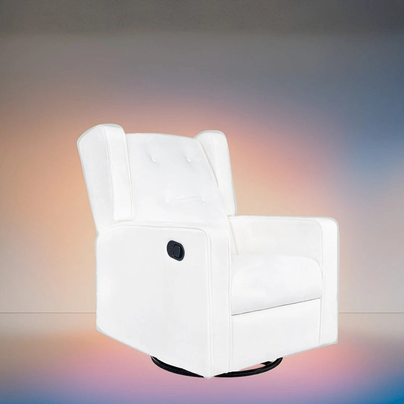 Fauteuil inclinable, pivotant et à bascule en microfibre et bois massif Octavia, pour salon et chambre