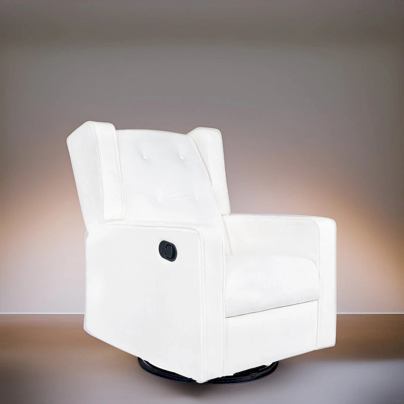 Fauteuil inclinable, pivotant et à bascule en microfibre et bois massif Octavia, pour salon et chambre