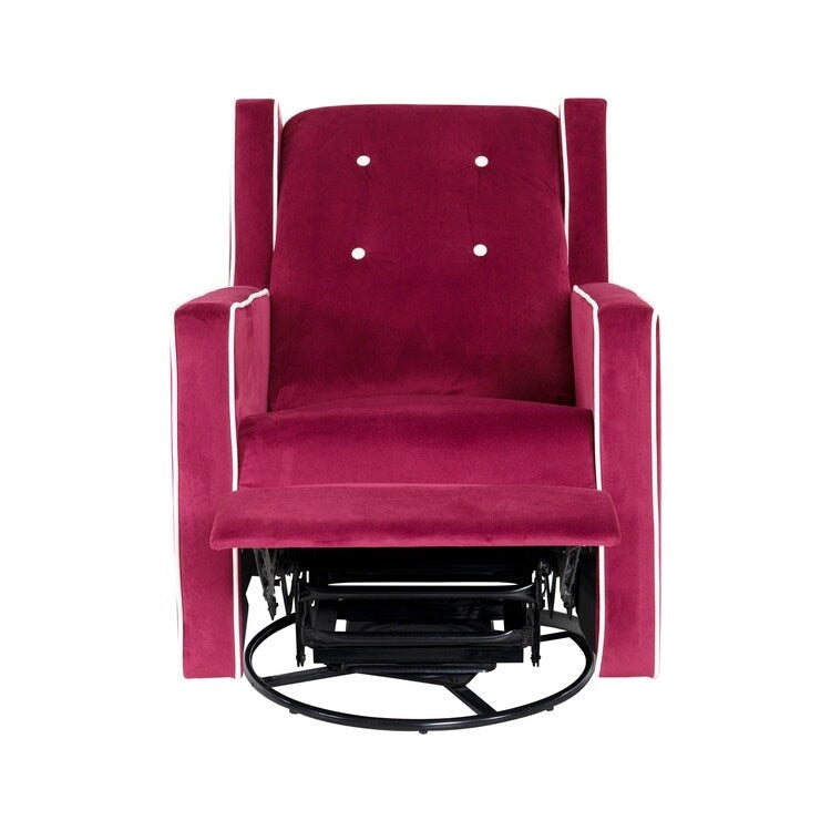 Fauteuil inclinable, pivotant et à bascule en microfibre et bois massif Octavia, pour salon et chambre