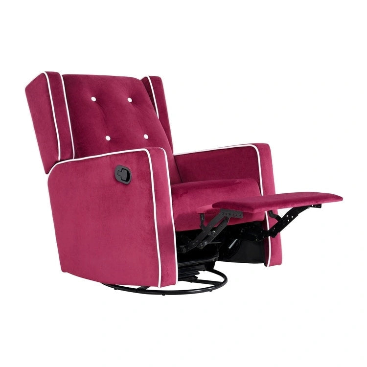 Fauteuil inclinable, pivotant et à bascule en microfibre et bois massif Octavia, pour salon et chambre