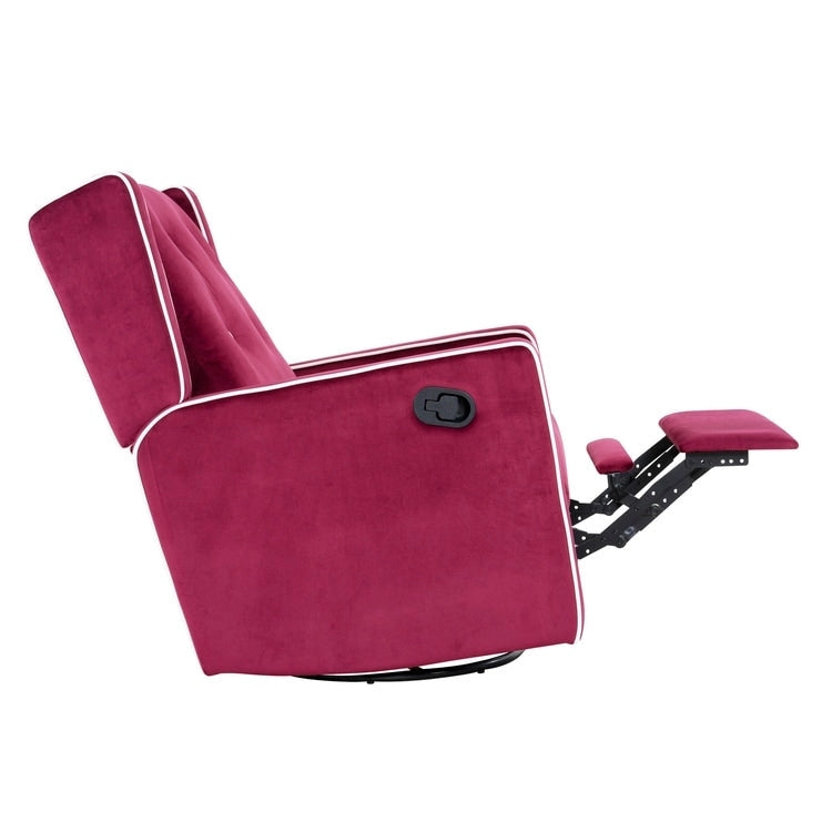 Fauteuil inclinable, pivotant et à bascule en microfibre et bois massif Octavia, pour salon et chambre