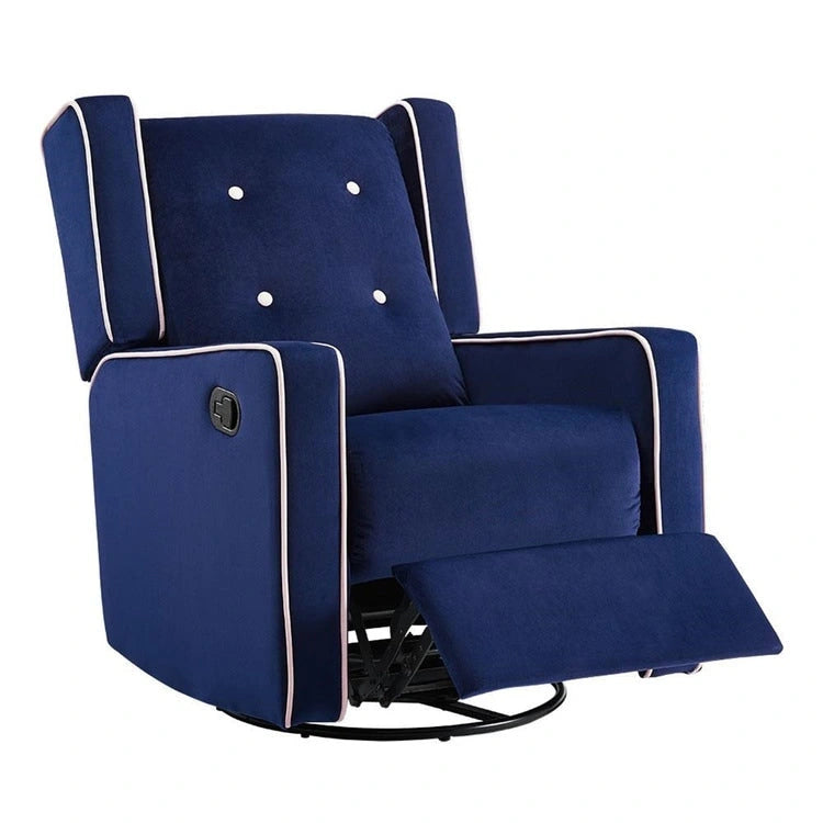 Fauteuil inclinable, pivotant et à bascule en microfibre et bois massif Octavia, pour salon et chambre