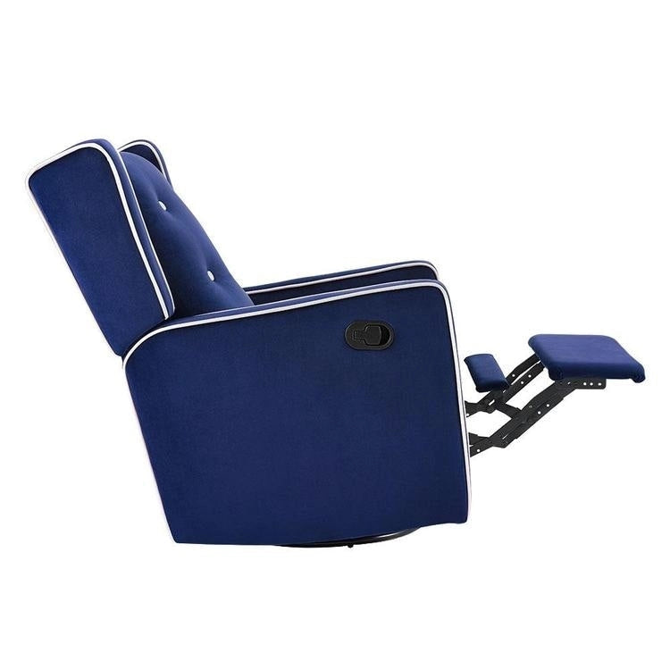Fauteuil inclinable, pivotant et à bascule en microfibre et bois massif Octavia, pour salon et chambre