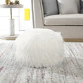 Adeco Housse de coussin rond ottoman/pouf en fausse fourrure, sans rembourrage, pour repose-pieds