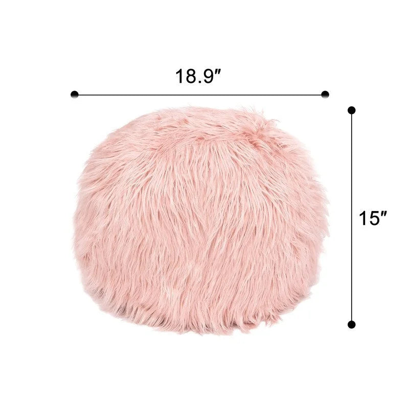 Adeco Housse de coussin rond ottoman/pouf en fausse fourrure, sans rembourrage, pour repose-pieds