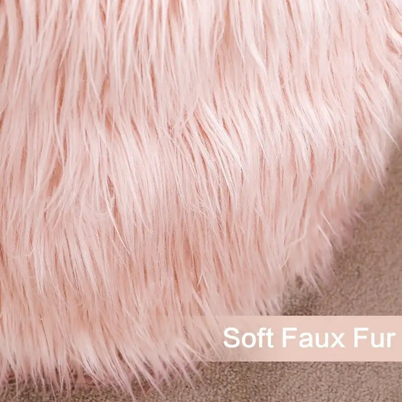 Adeco Housse de coussin rond ottoman/pouf en fausse fourrure, sans rembourrage, pour repose-pieds