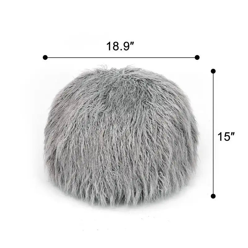 Adeco Housse de coussin rond ottoman/pouf en fausse fourrure, sans rembourrage, pour repose-pieds