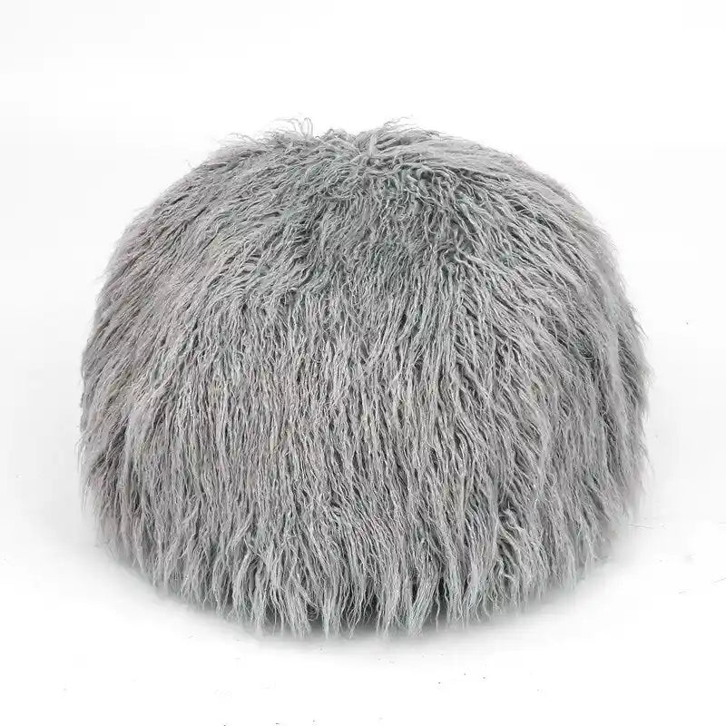 Adeco Housse de coussin rond ottoman/pouf en fausse fourrure, sans rembourrage, pour repose-pieds