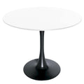 Table à manger ronde Bristol 32, de style moderne du milieu du siècle, plateau en MDF et piétement central en fer brillant pour la cuisine et la salle à manger