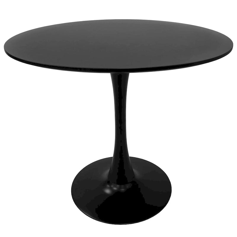 Table à manger ronde Bristol 32, de style moderne du milieu du siècle, plateau en MDF et piétement central en fer brillant pour la cuisine et la salle à manger