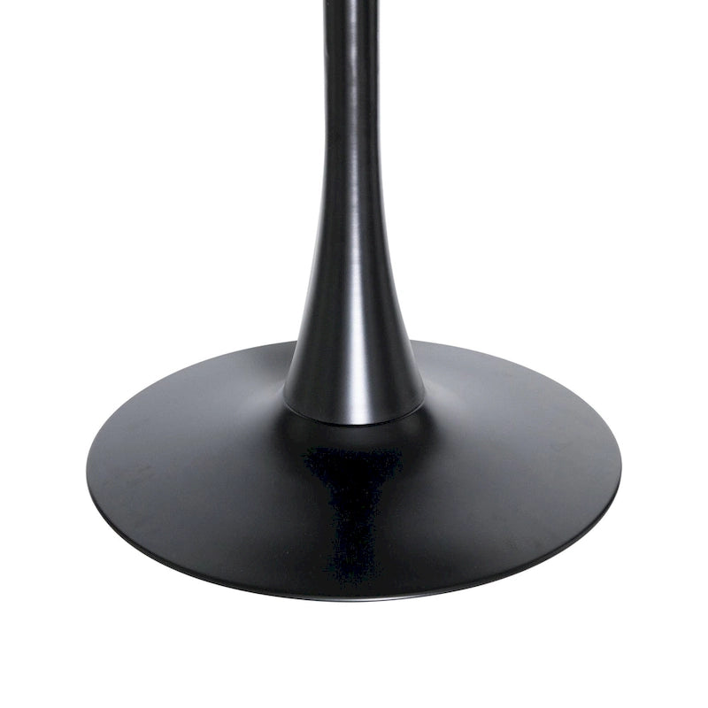Table à manger ronde Bristol 32, de style moderne du milieu du siècle, plateau en MDF et piétement central en fer brillant pour la cuisine et la salle à manger