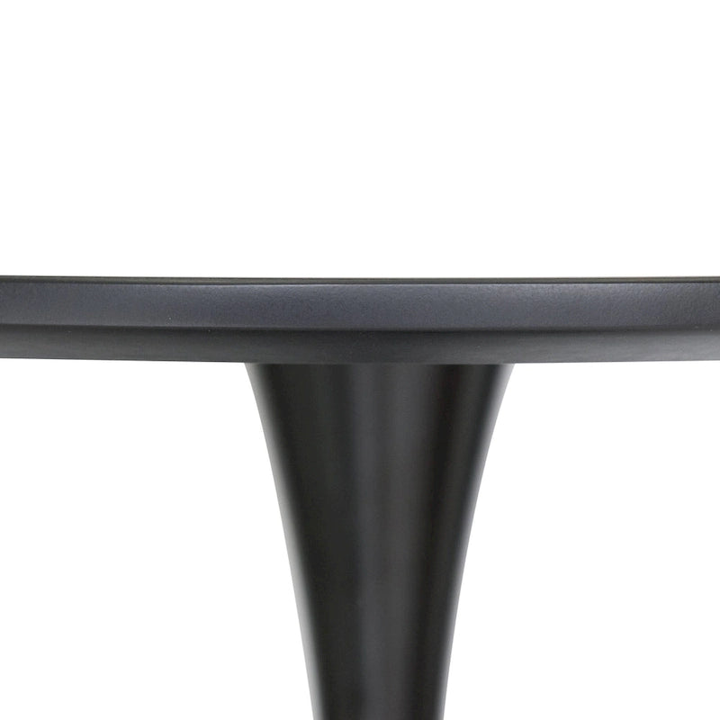 Table à manger ronde Bristol 32, de style moderne du milieu du siècle, plateau en MDF et piétement central en fer brillant pour la cuisine et la salle à manger