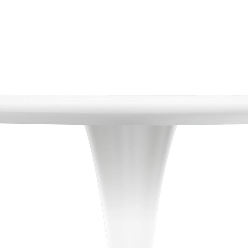 Table à manger ronde Bristol 32, de style moderne du milieu du siècle, plateau en MDF et piétement central en fer brillant pour la cuisine et la salle à manger