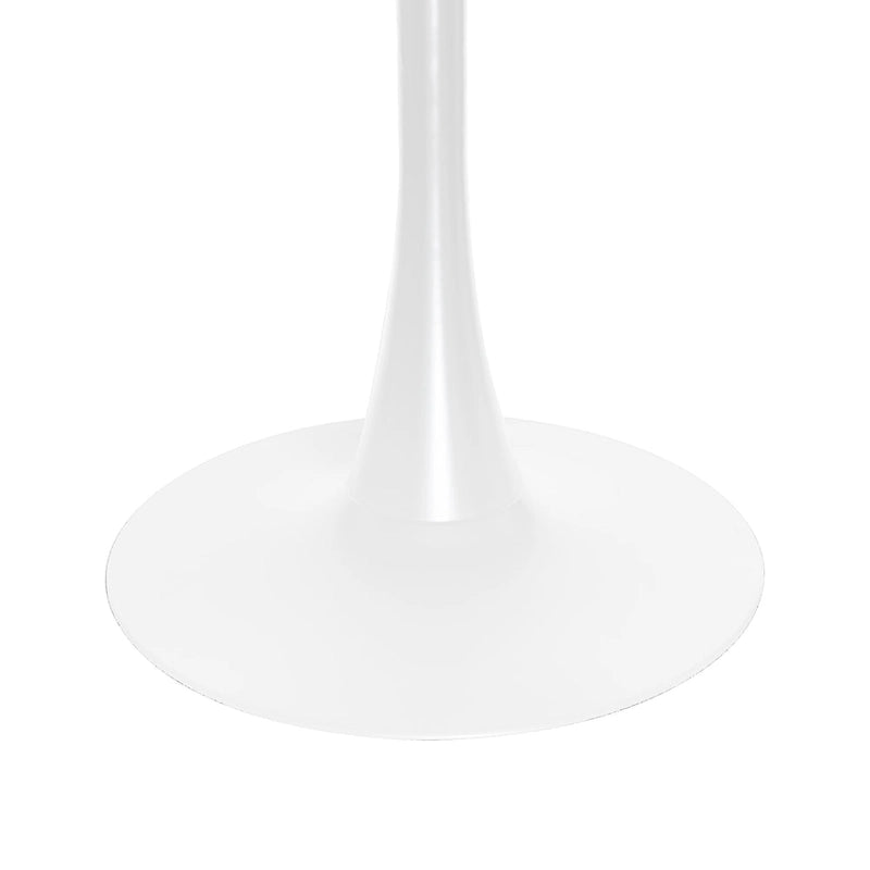 Table à manger ronde Bristol 32, de style moderne du milieu du siècle, plateau en MDF et piétement central en fer brillant pour la cuisine et la salle à manger