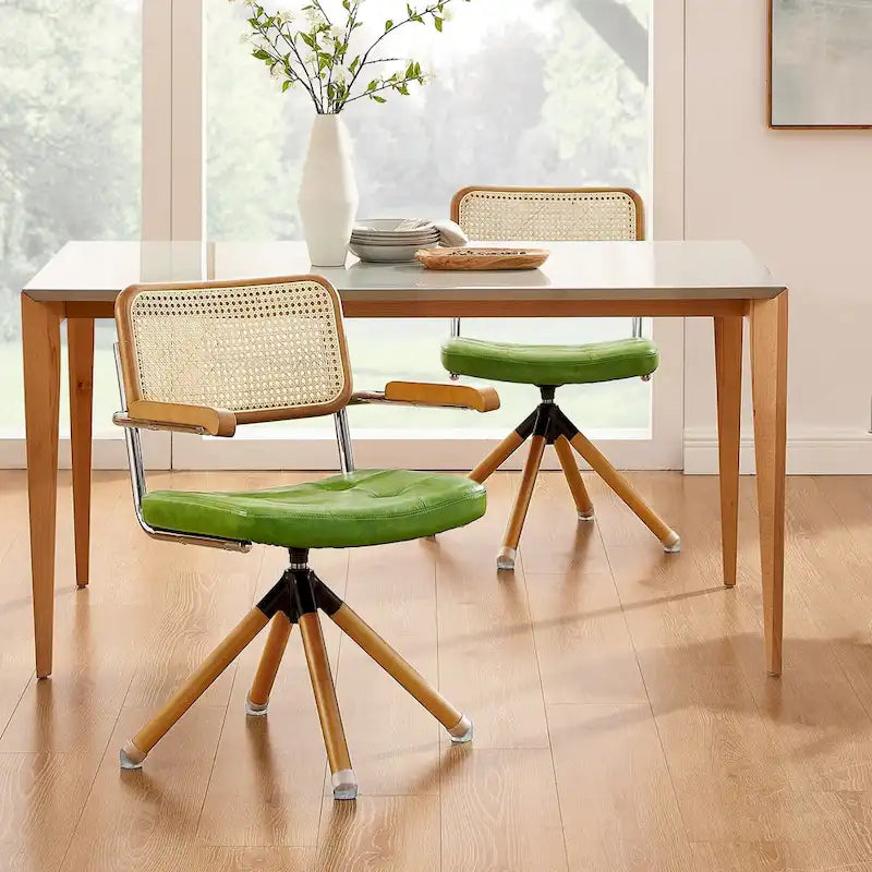 Fauteuil pivotant Art Leon en cuir PU et bois