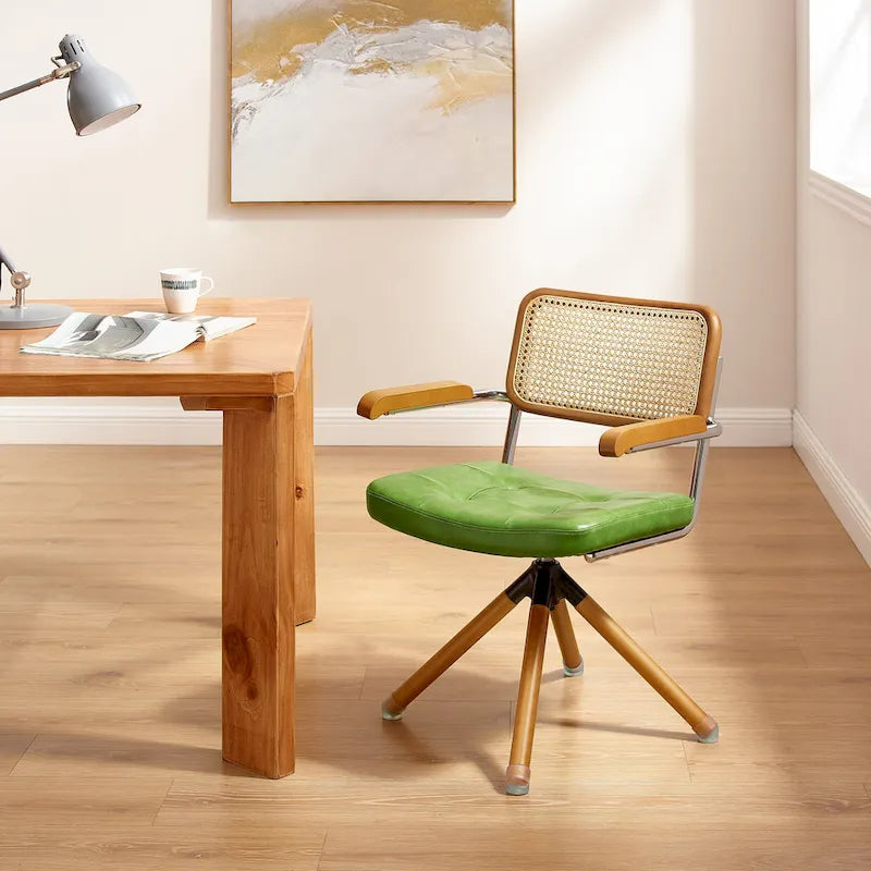 Fauteuil pivotant Art Leon en cuir PU et bois