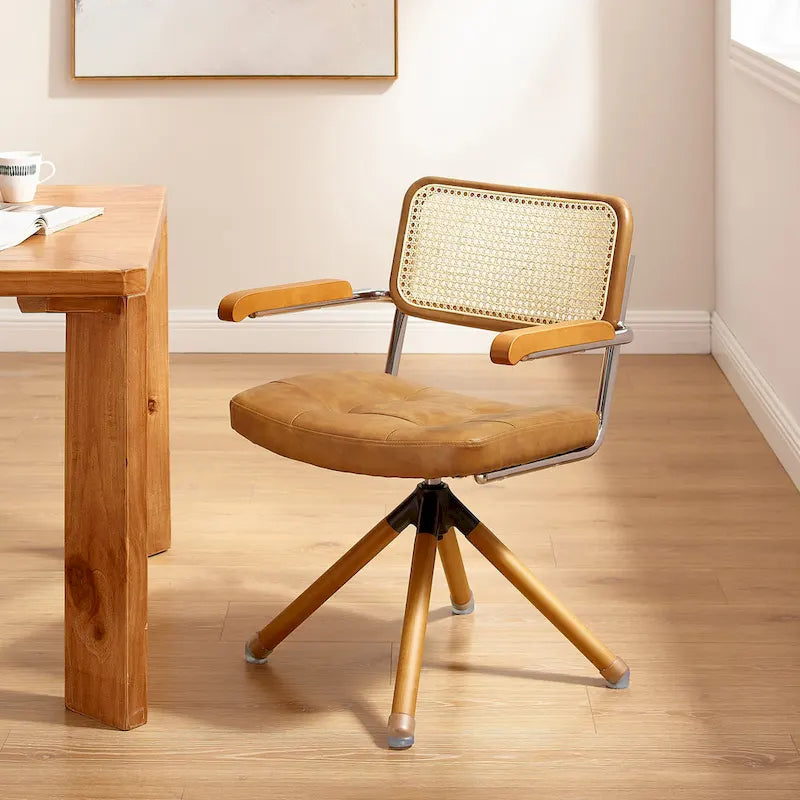Fauteuil pivotant Art Leon en cuir PU et bois