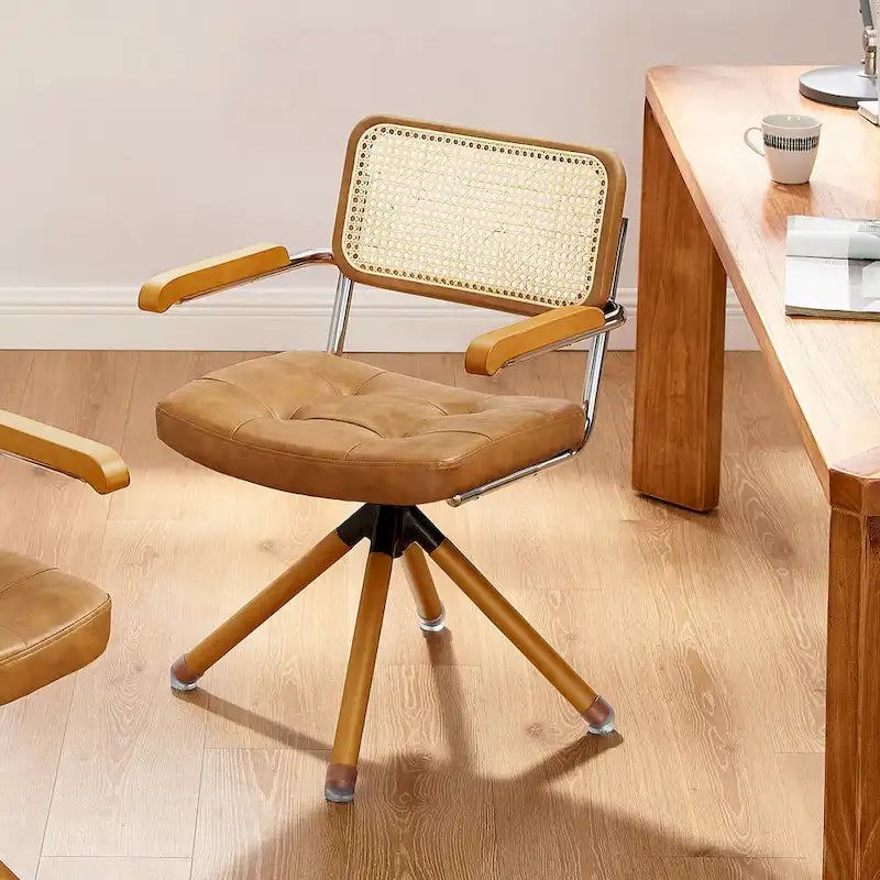 Fauteuil pivotant Art Leon en cuir PU et bois