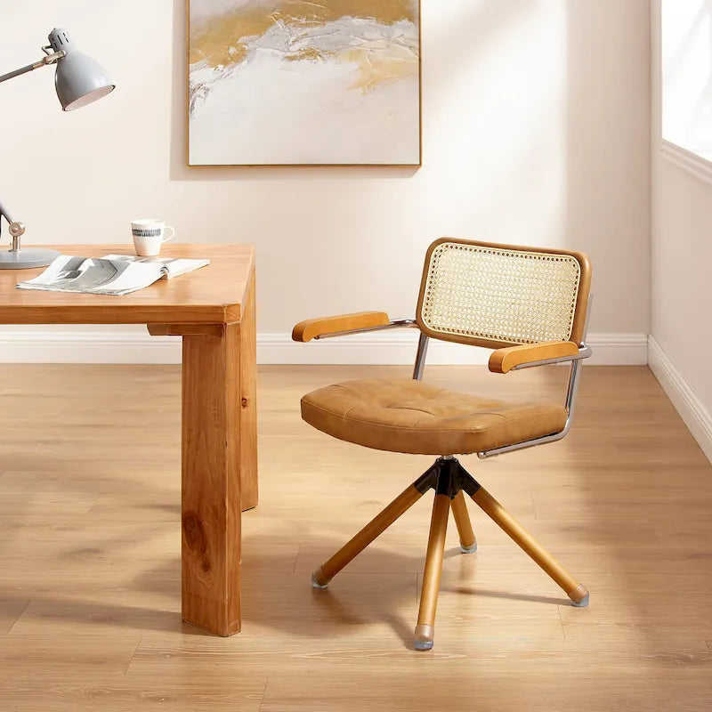 Fauteuil pivotant Art Leon en cuir PU et bois