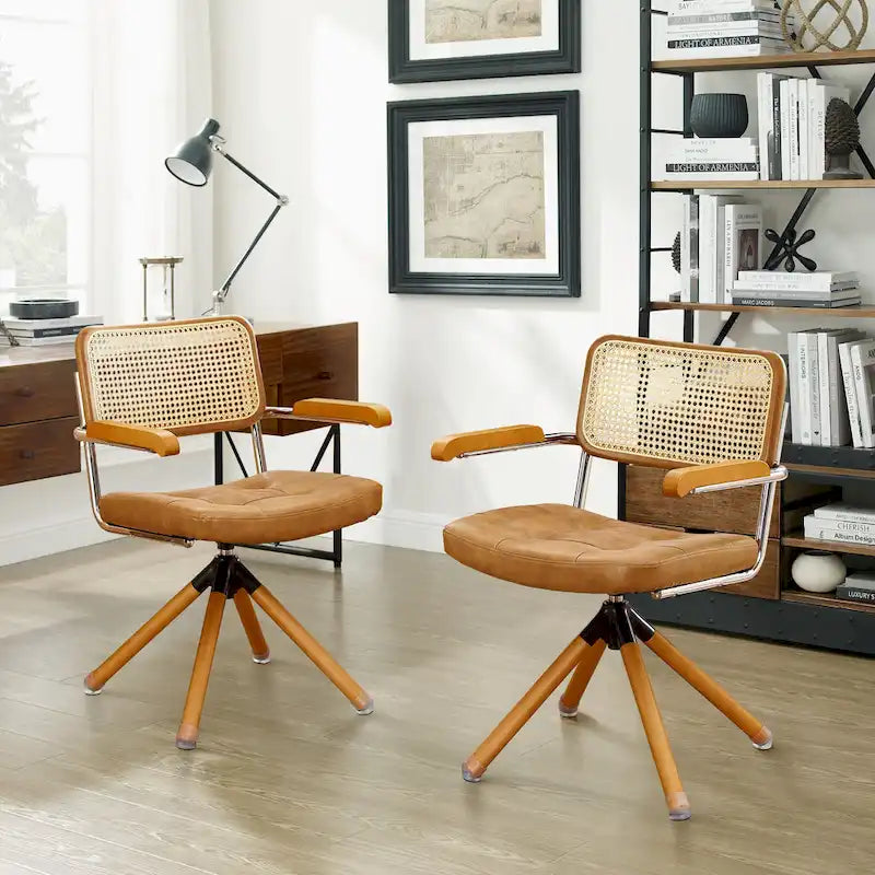 Fauteuil pivotant Art Leon en cuir PU et bois