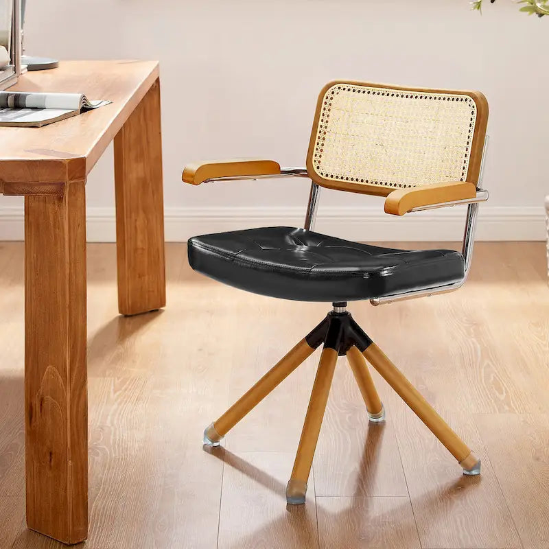Fauteuil pivotant Art Leon en cuir PU et bois