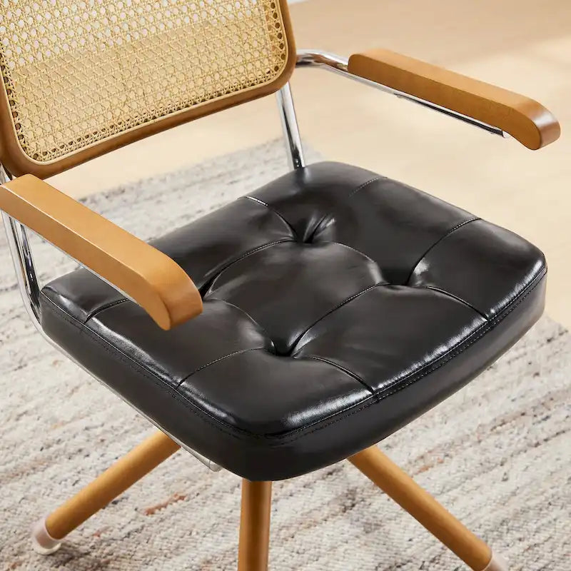 Fauteuil pivotant Art Leon en cuir PU et bois