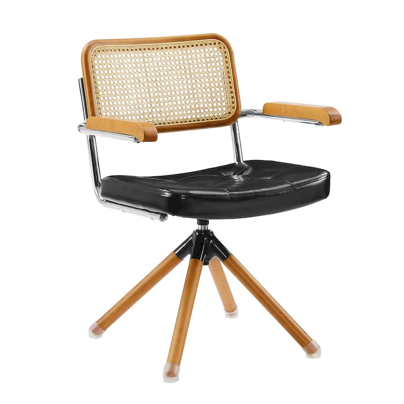 Fauteuil pivotant Art Leon en cuir PU et bois