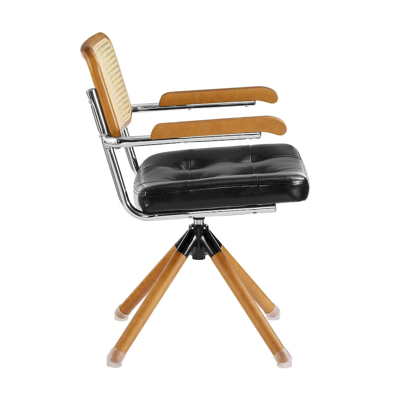 Fauteuil pivotant Art Leon en cuir PU et bois