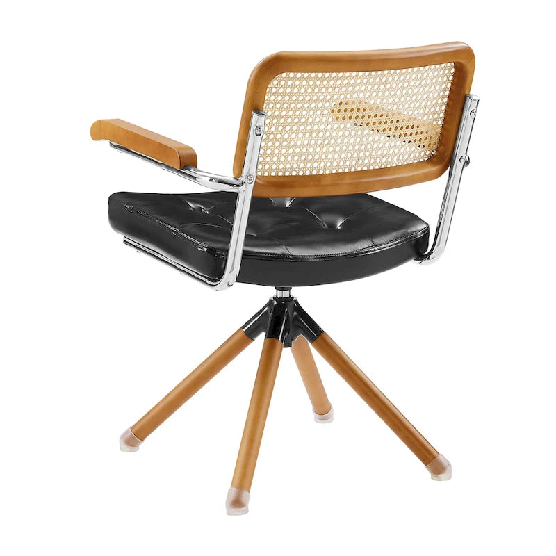 Fauteuil pivotant Art Leon en cuir PU et bois