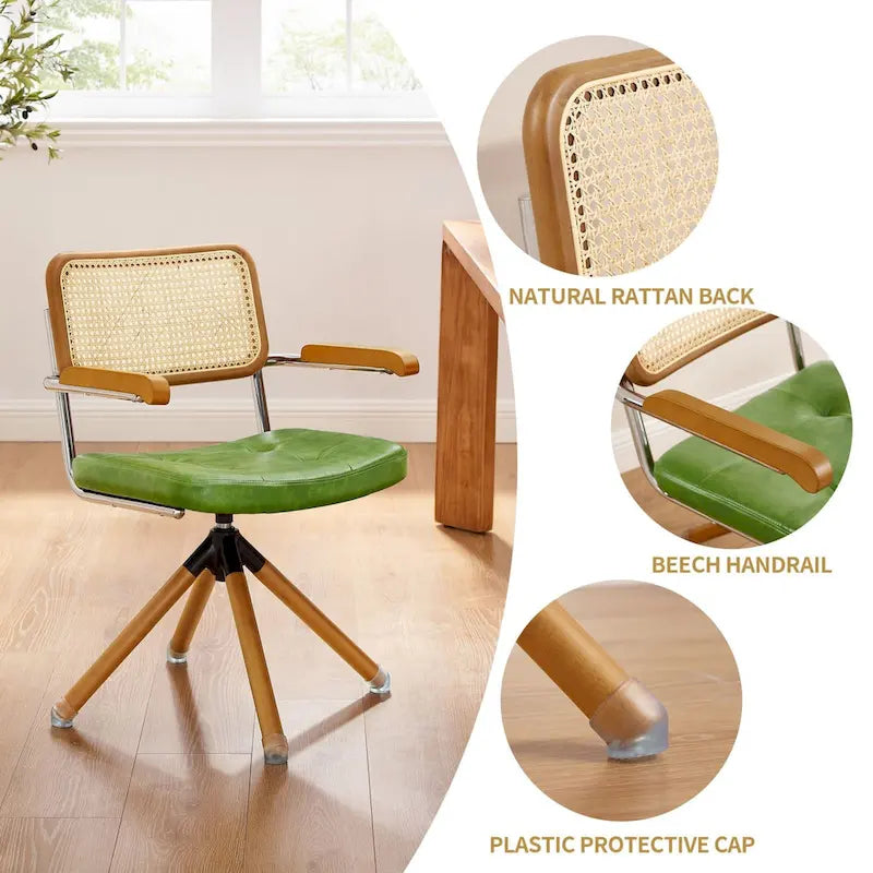 Fauteuil pivotant Art Leon en cuir PU et bois
