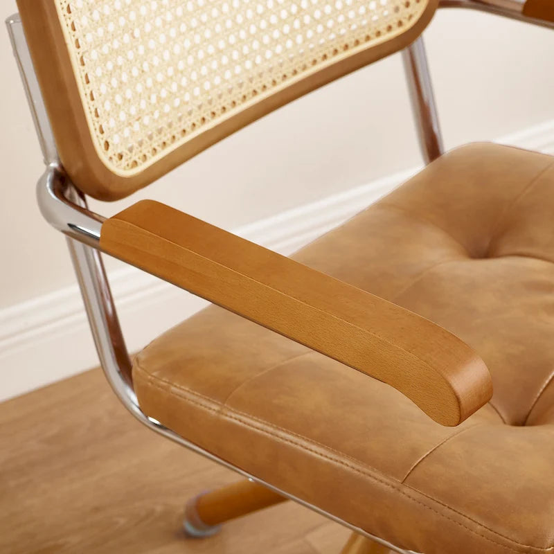 Fauteuil pivotant Art Leon en cuir PU et bois