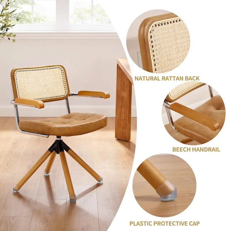 Fauteuil pivotant Art Leon en cuir PU et bois