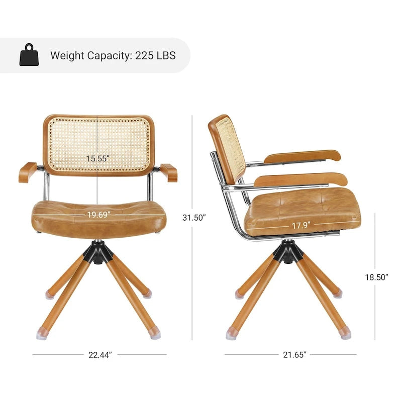 Fauteuil pivotant Art Leon en cuir PU et bois