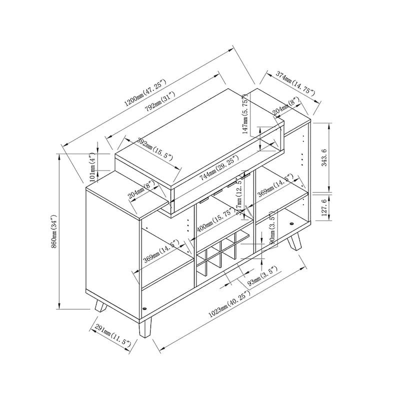 Meuble de rangement pour vins à 8 étagères Hafley Contemporain de Furniture of America