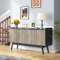 Buffet de salle à manger noir avec rangement et placard, 55 po