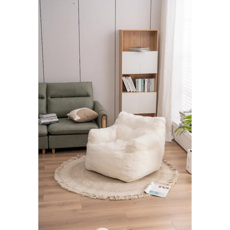 Pouf-poire en mousse touffetée douce avec tissu Teddy