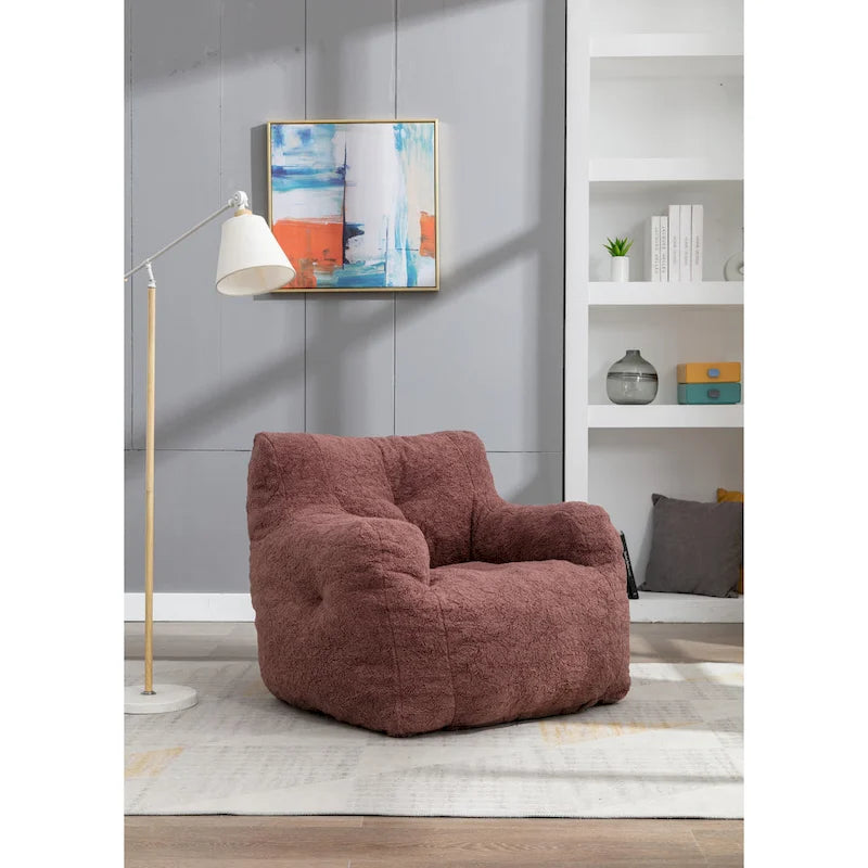 Pouf-poire en mousse touffetée douce avec tissu Teddy