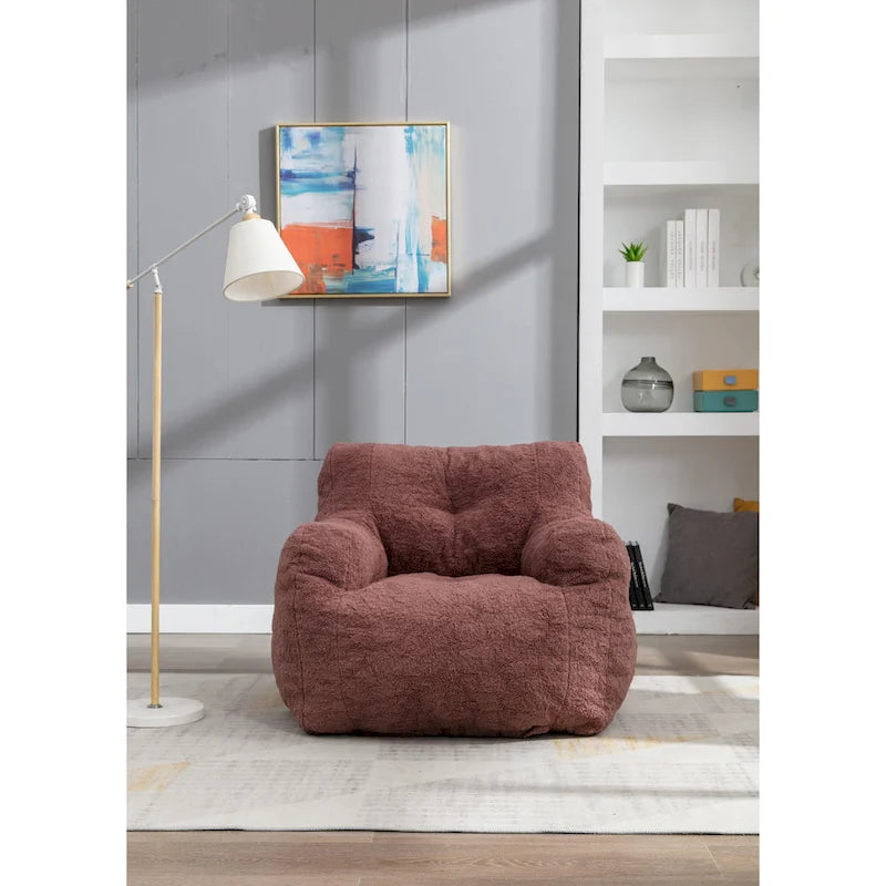 Pouf-poire en mousse touffetée douce avec tissu Teddy