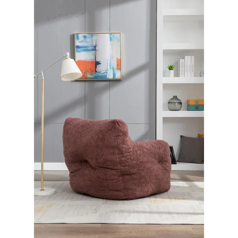 Pouf-poire en mousse touffetée douce avec tissu Teddy