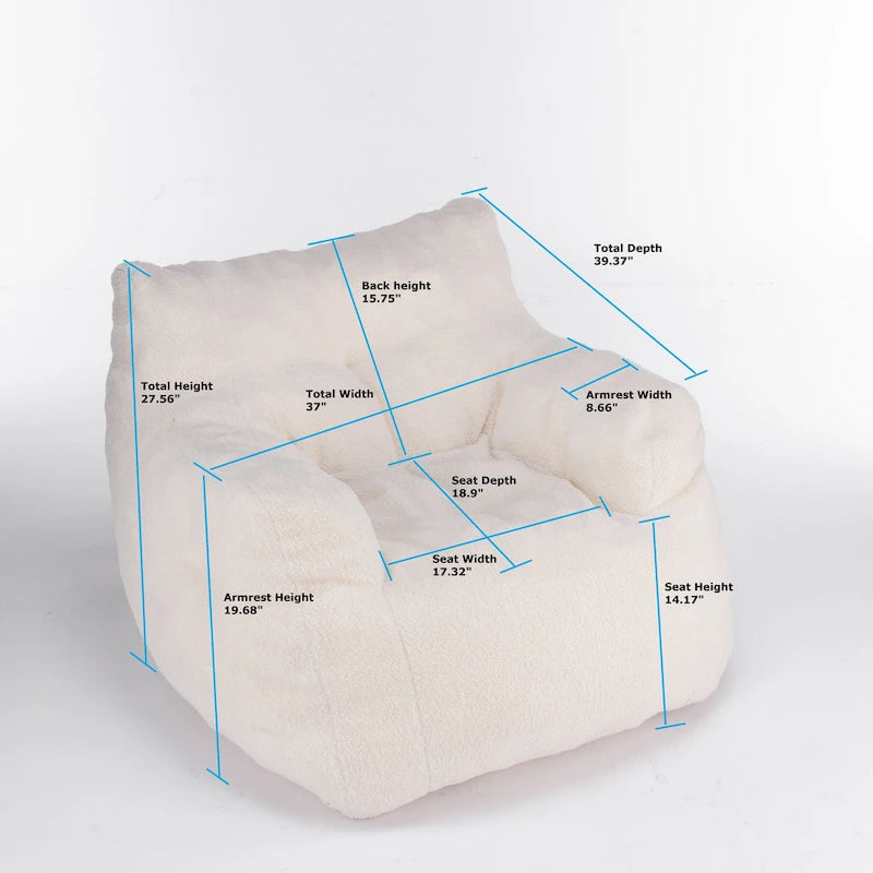Pouf-poire en mousse touffetée douce avec tissu Teddy