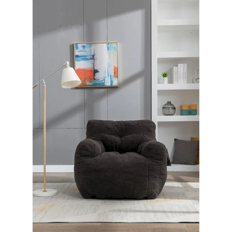 Pouf-poire en mousse touffetée douce avec tissu Teddy