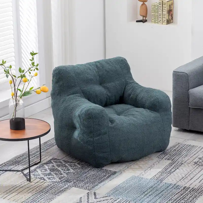 Pouf-poire en mousse touffetée douce avec tissu Teddy