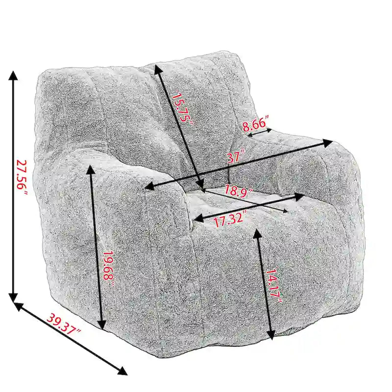 Pouf-poire en mousse touffetée douce avec tissu Teddy