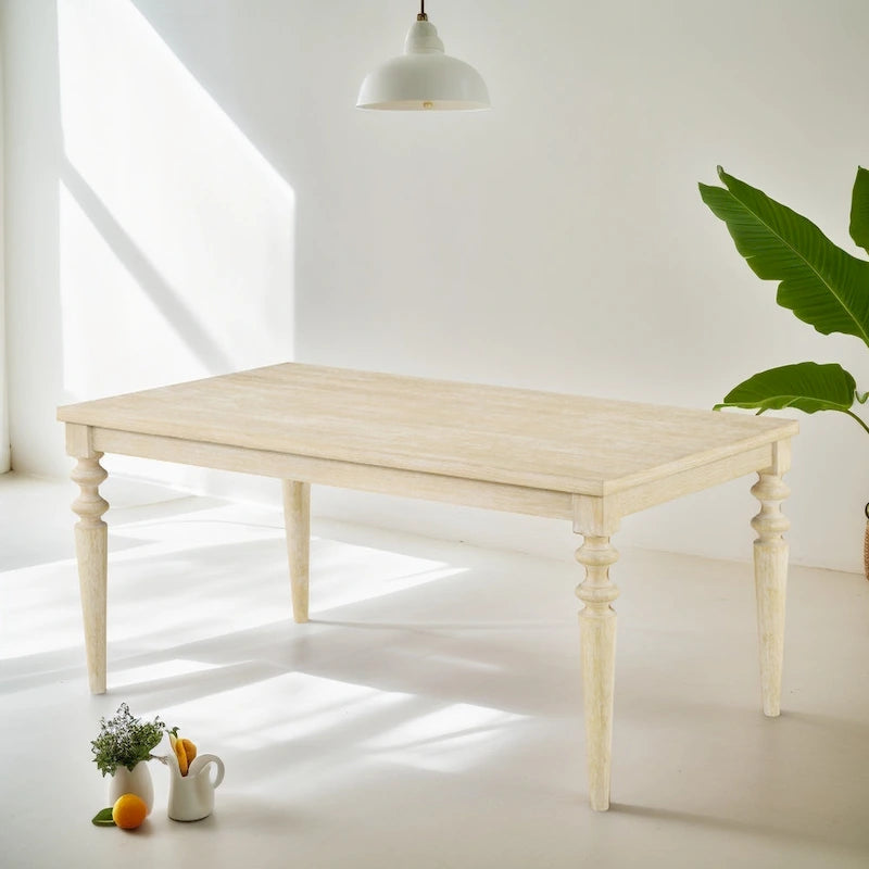 Ensemble de salle à manger 7 pièces Roundhill Amonia, table à manger à pieds tournés avec 6 chaises capitonnées