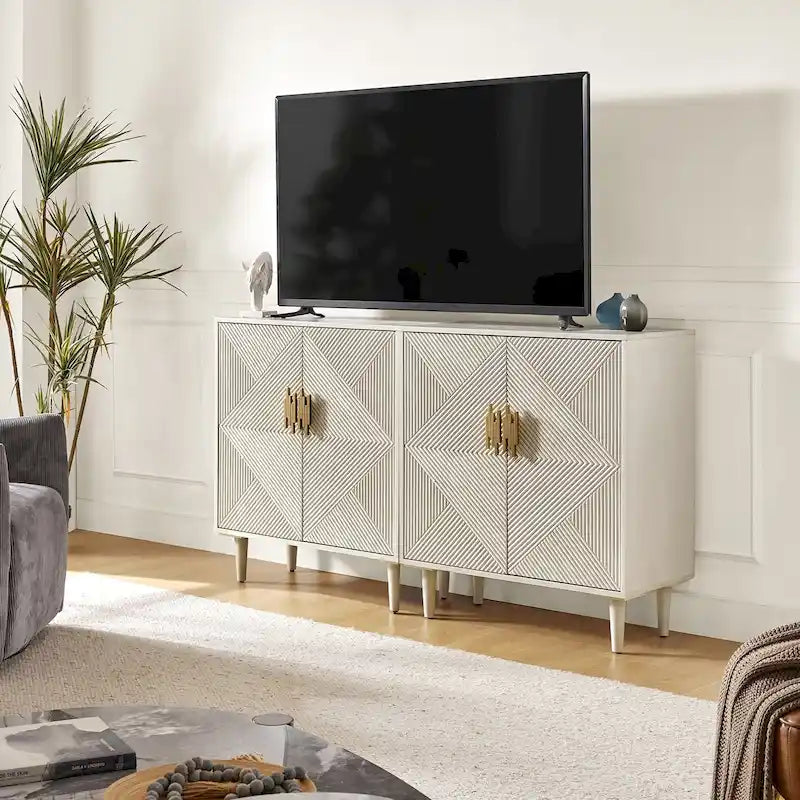 Meuble TV de rangement Damien Morden avec étagères réglables, lot de 2, par HULALA HOME