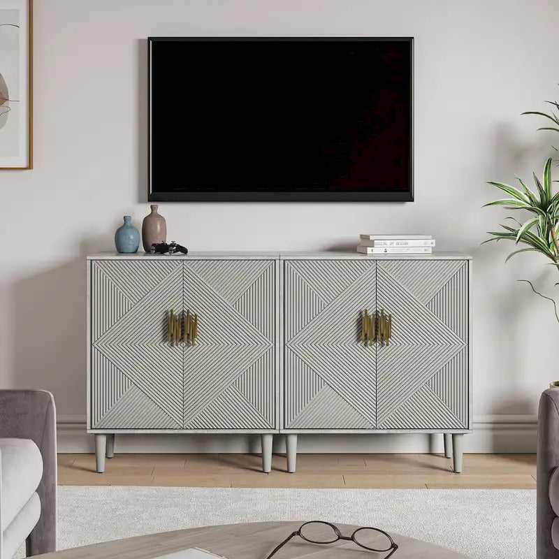 Meuble TV de rangement Damien Morden avec étagères réglables, lot de 2, par HULALA HOME