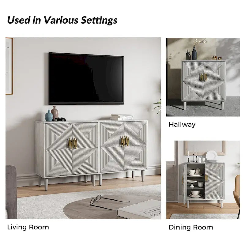 Meuble TV de rangement Damien Morden avec étagères réglables, lot de 2, par HULALA HOME