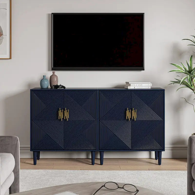 Meuble TV de rangement Damien Morden avec étagères réglables, lot de 2, par HULALA HOME