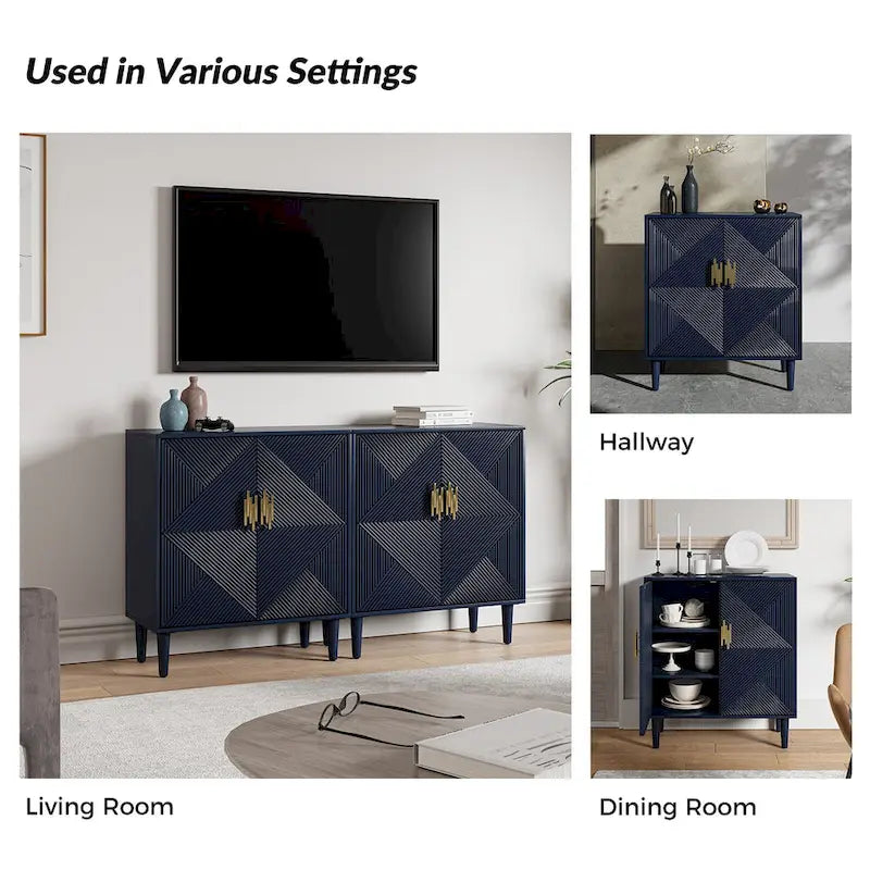 Meuble TV de rangement Damien Morden avec étagères réglables, lot de 2, par HULALA HOME